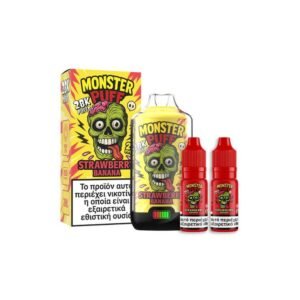 Monster Puff 28K Kit Strawberry Banana Συσκευή 2ml & 2x10ml 20mg