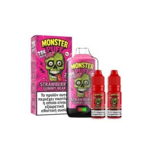 Monster Puff 28K Kit Strawberry Gummy Bear Συσκευή 2ml & 2x10ml 20mg