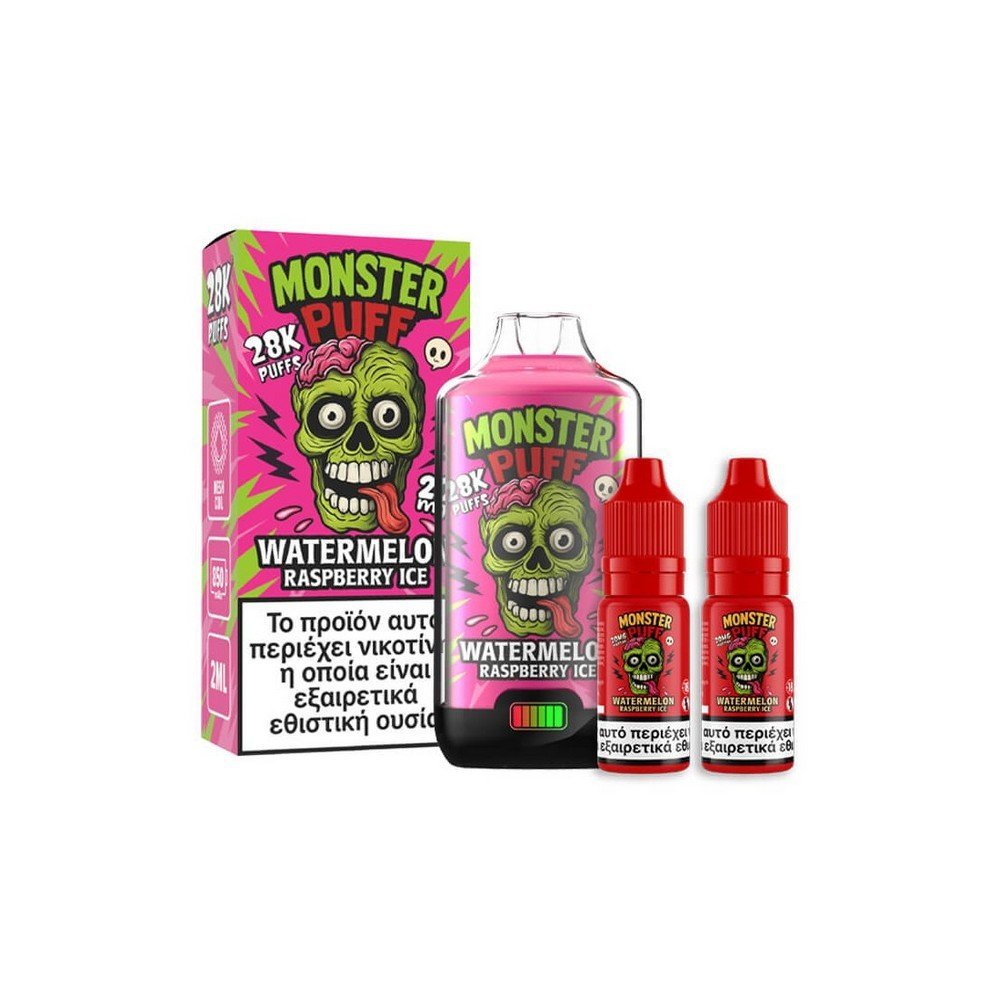 Monster Puff 28K Kit Watermelon Raspberry Ice Συσκευή 2ml & 2x10ml 20mg